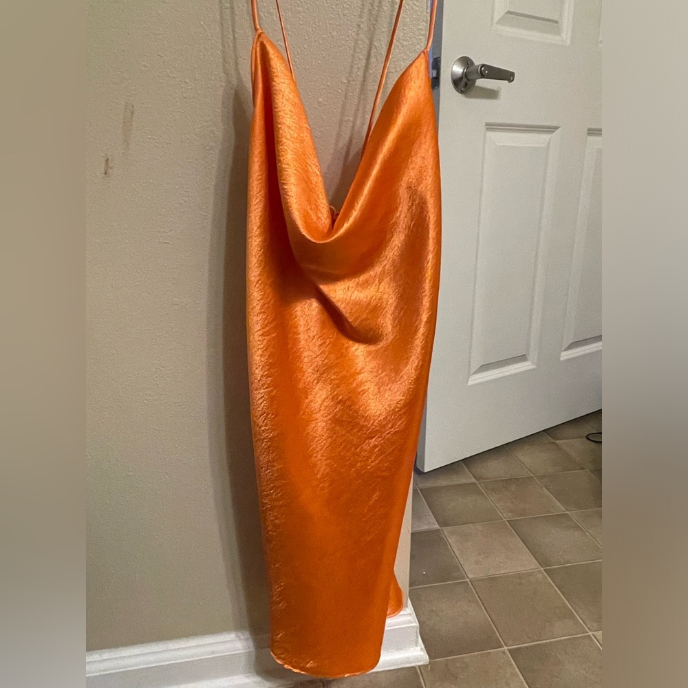 DOUBLE ZERO orange mini slip dress medium
